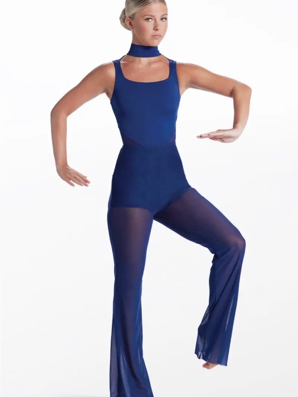 balera Royal Blue Wide Leg Dance Jumpsuit with Choker